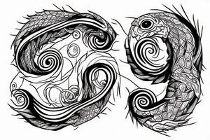 **ouroboros, tattoo sketch, sketch, thin lines, black and white with light shadows tattoo idea