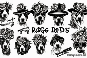 Dog with guns and roses tattoo idea