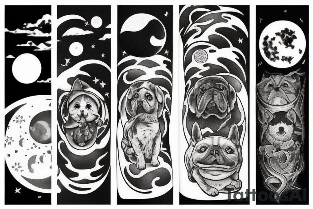 Dog whit moon tattoo idea
