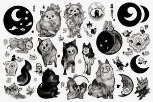 Dog whit moon tattoo idea