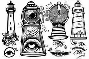 Lamp, eye, light, dark path, lighthouse tattoo idea