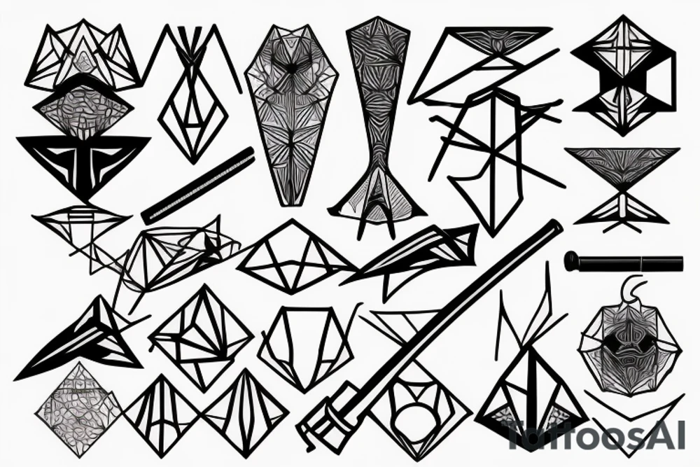 katana with secret geometry tattoo idea