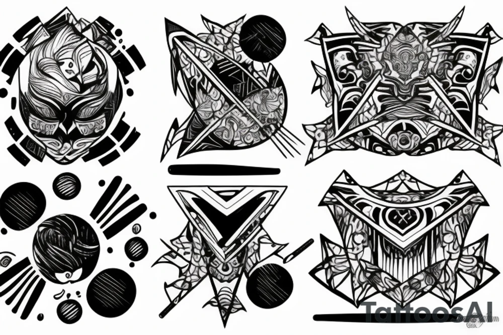 katana with trincette tattoo idea