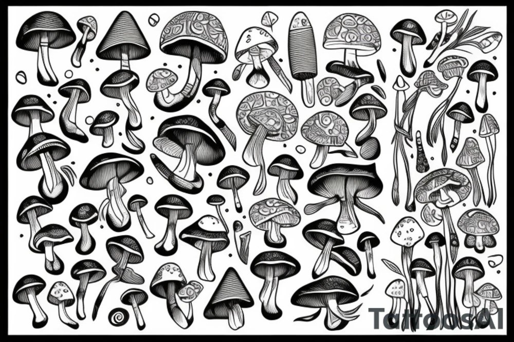 mushroom with secret geometry tattoo idea