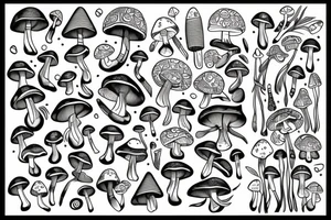 mushroom with secret geometry tattoo idea