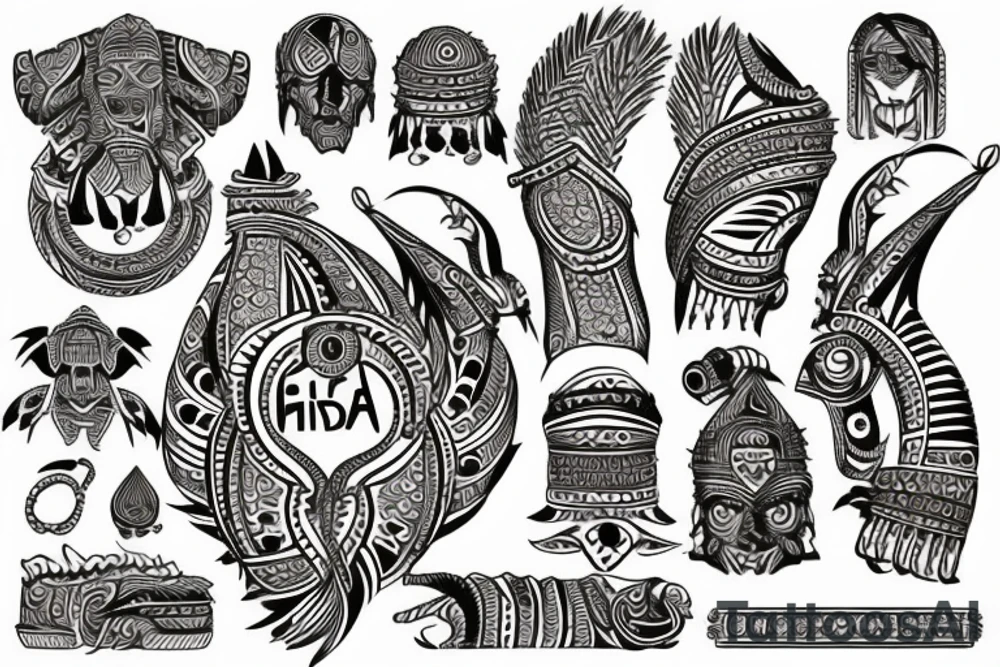 India tribal design with British influence tattoo idea