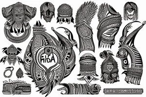 India tribal design with British influence tattoo idea