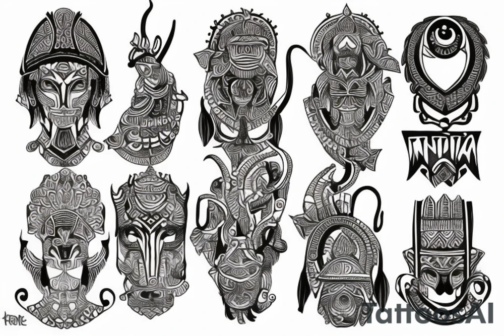 India tribal design with British influence tattoo idea