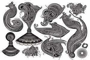 Indian classical music tattoo idea