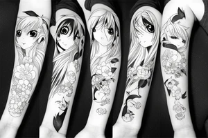 Anime, girl, animal tattoo idea