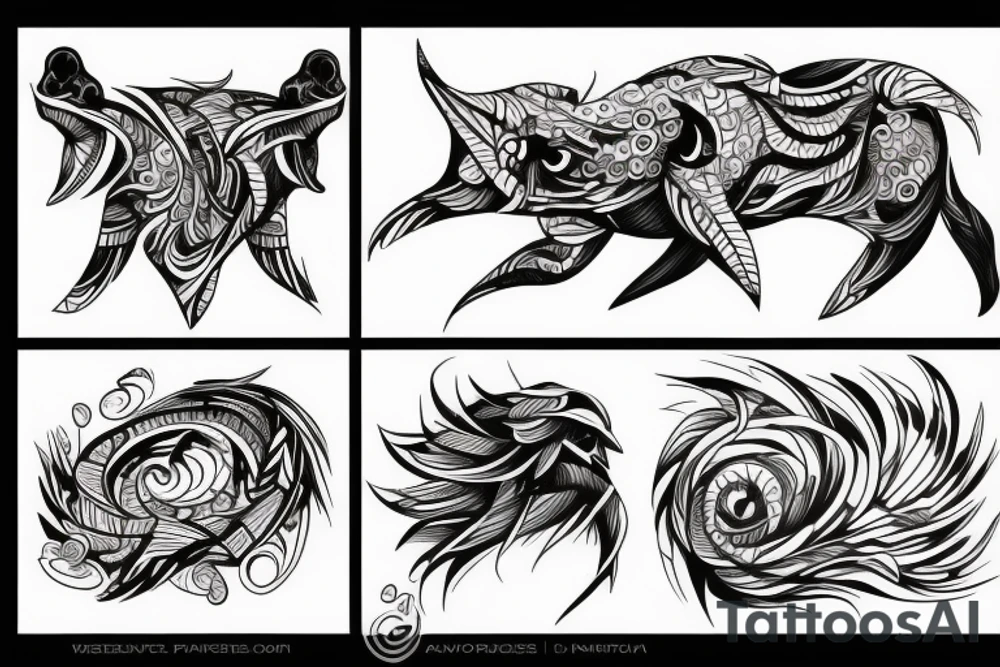 Abstract creature tattoo idea