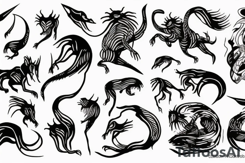 Abstract creature tattoo idea