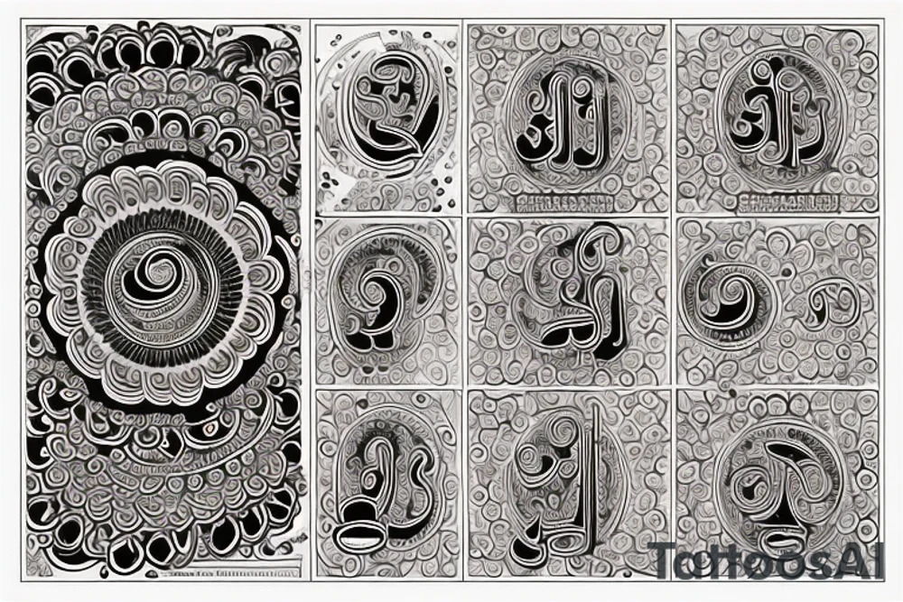 Indian classical music Sanskrit in band format tattoo idea