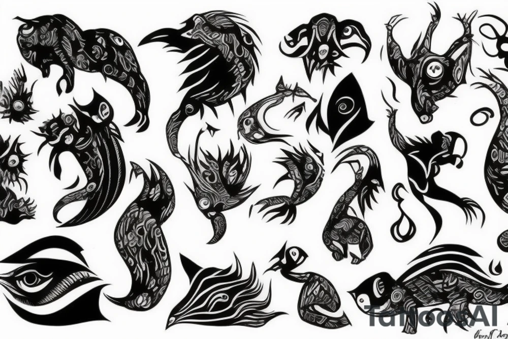 Abstract creature tattoo idea