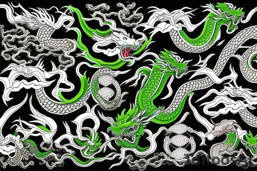Japanese dragon, green tattoo idea