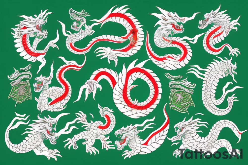 Japanese dragon, green tattoo idea