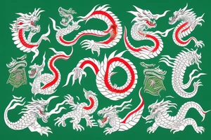Japanese dragon, green tattoo idea