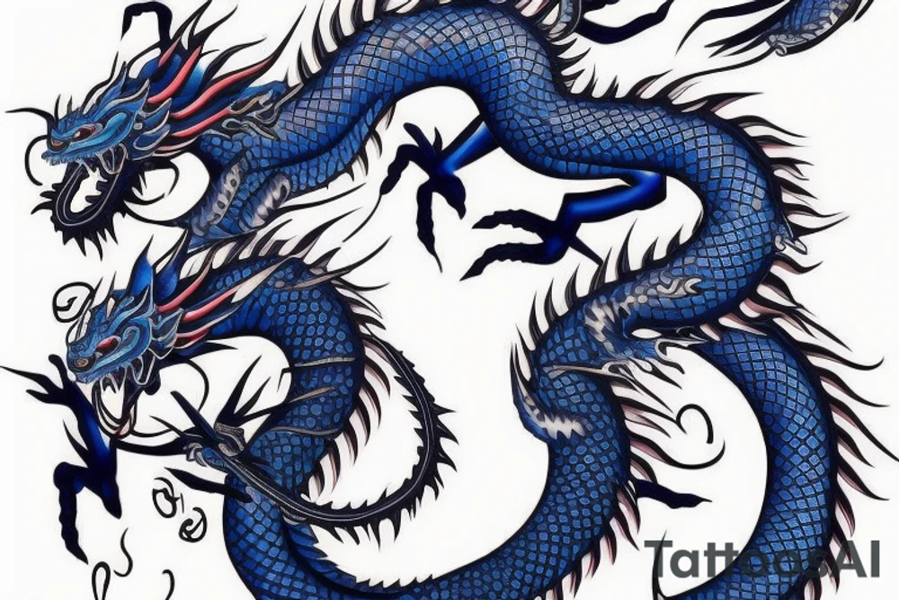 Blue Chinese dragon around shoulders tattoo idea
