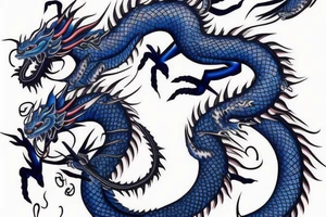 Blue Chinese dragon around shoulders tattoo idea