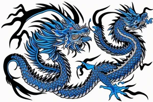 Blue Chinese dragon around shoulders tattoo idea