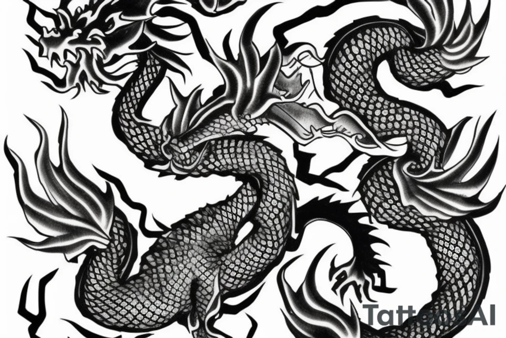 Japanese dragon, green tattoo idea