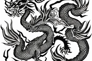 Japanese dragon, green tattoo idea
