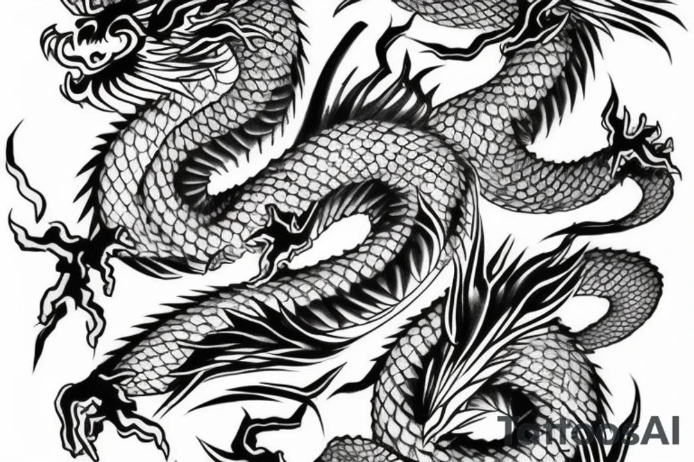 Japanese dragon, green tattoo idea