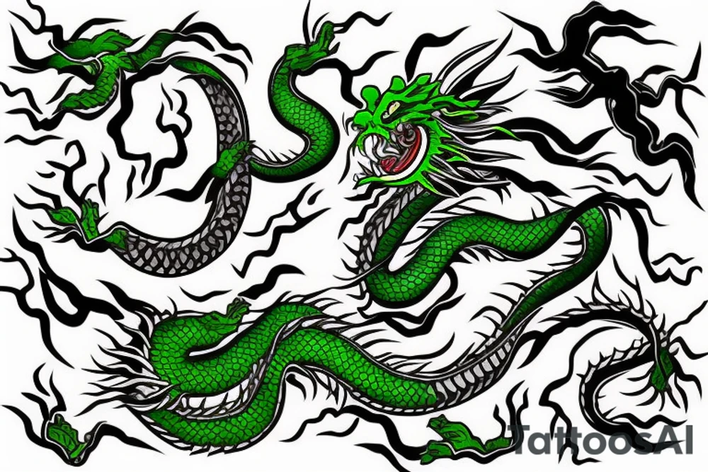 Japanese dragon, green tattoo idea