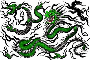 Japanese dragon, green tattoo idea