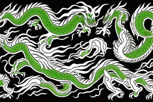 Japanese dragon, green, straight tattoo idea