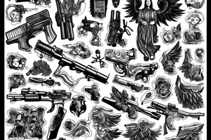 angel with gun tattoo idea