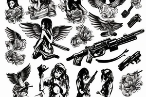 angel with gun tattoo idea