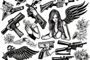 angel with gun tattoo idea