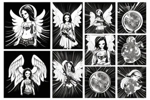 angel with gun tattoo idea