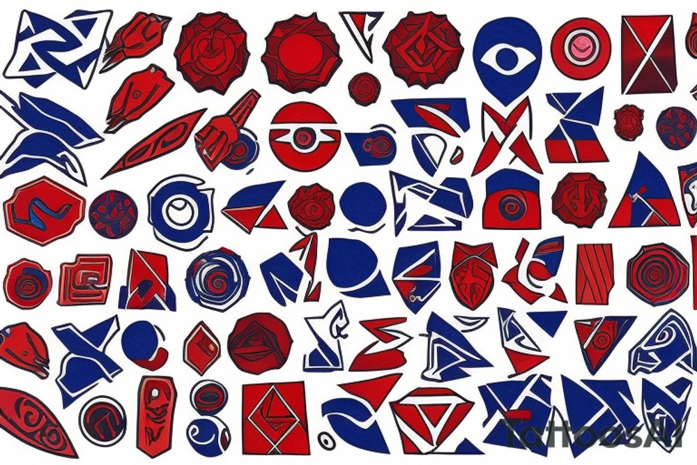 Red, blue tattoo idea
