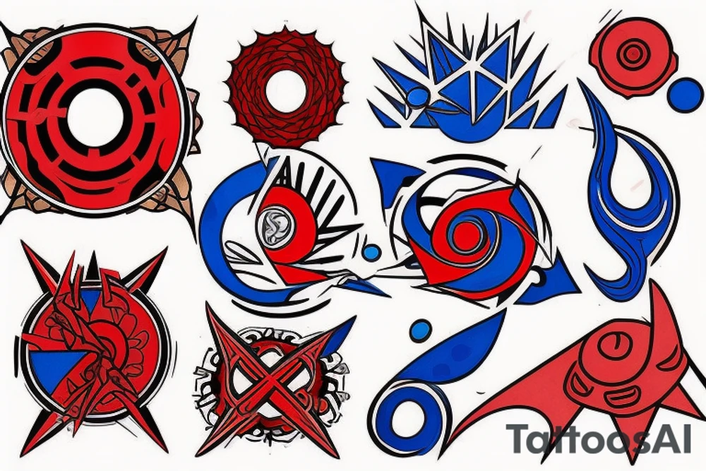 Red, blue tattoo idea