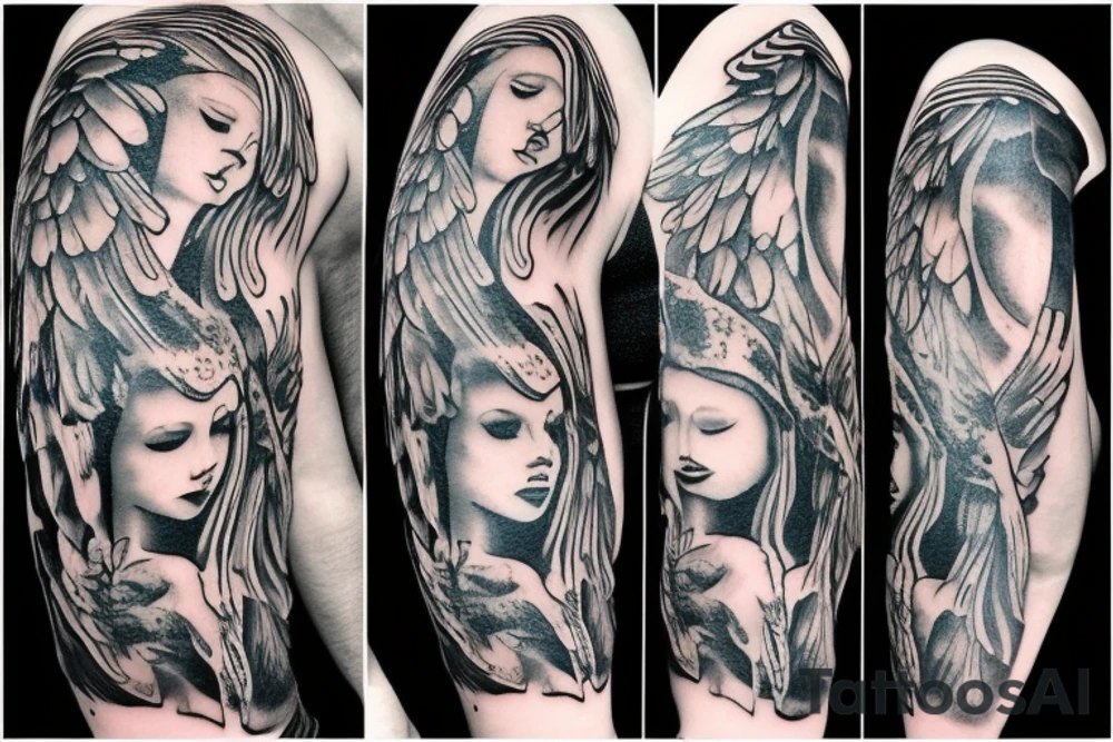 angel with gun tattoo idea