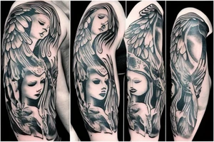 angel with gun tattoo idea