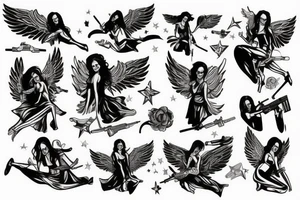 angel with gun tattoo idea