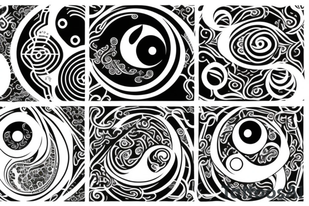 Ying yang with one side circuitry tattoo idea