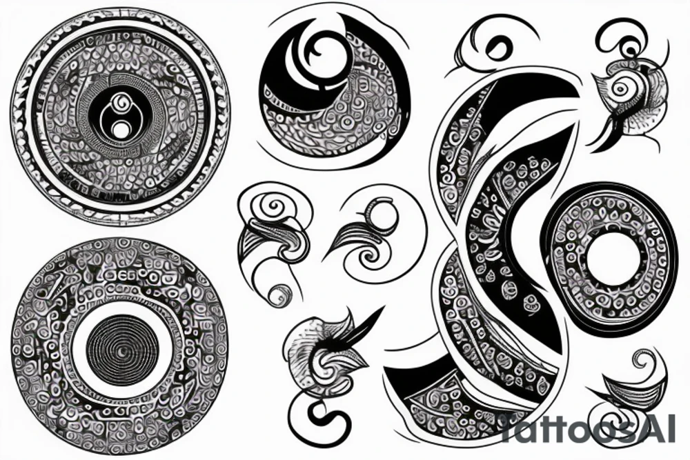 Ying yang with one side circuitry tattoo idea