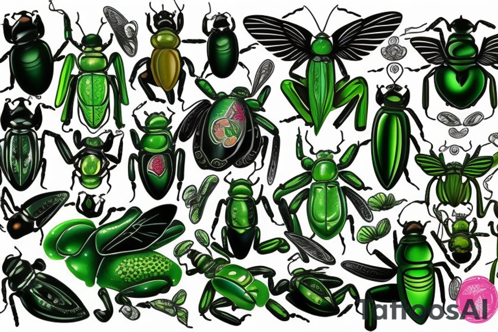 green beetle angel tattoo idea