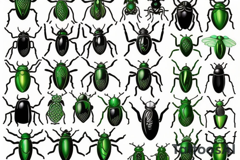 green beetle angel tattoo idea
