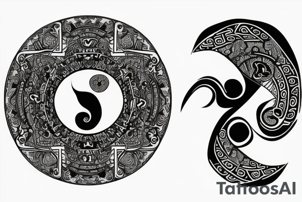 Geometric ying yang tattoo idea