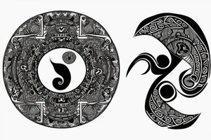 Geometric ying yang tattoo idea