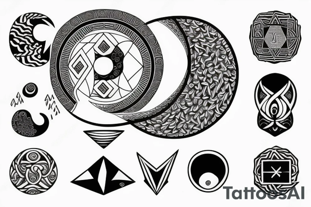 Geometric ying yang tattoo idea