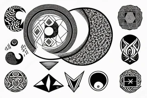 Geometric ying yang tattoo idea