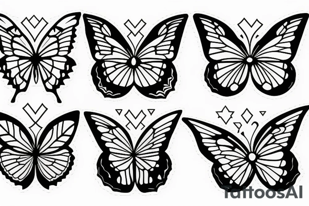 Three butterflys on top of each others tattoo idea