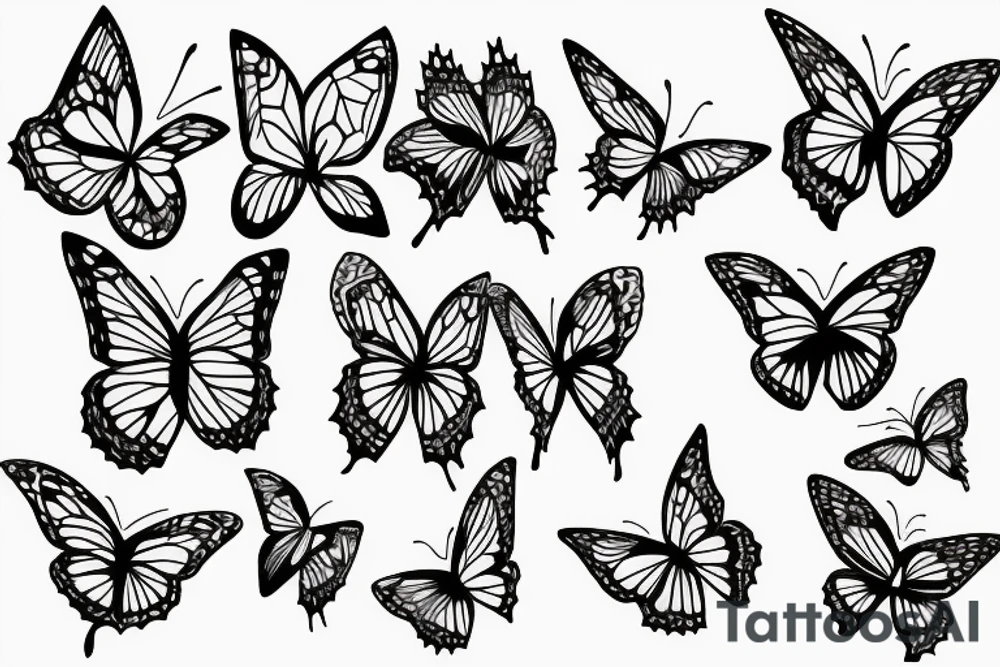 Three butterflys on top of each others tattoo idea