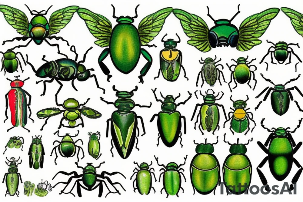 green beetle angel tattoo idea